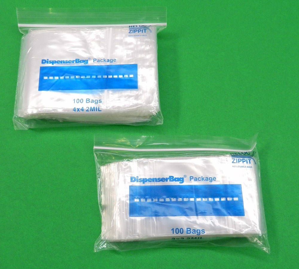 200 Zippit Reloc Bags 2mil Clear 3×3 & 4×4 Square Bags Poly Zip Seal Lock Baggie