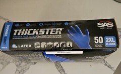 SAS Safety Thickster 2XL Powder Free Latex Gloves – 6605-20 Blue (50-Gloves)