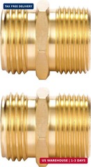 2 Pack 3/4″ GHT to 3/4″ NPT Male Connector, Brass Garden Hose Fitting, Male Hose