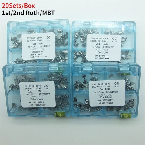 20 Sets Dental Orthodontic Buccal Tube 1st 2nd Roth 022 Molar Bondable No-cov