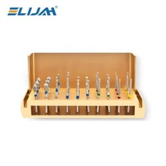 IN US-30Pcs Dental Diamond Burs Drill+Disinfection Bur Block HighSpeed Handpiece