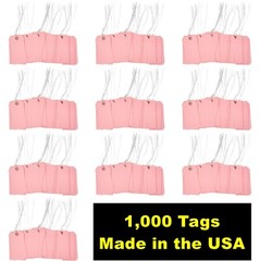 1,000 pcs of 4 3/4″ x 2 3/8″ Size 5 Pink Cardstock Hang Tag Tags with Wire 13 Pt