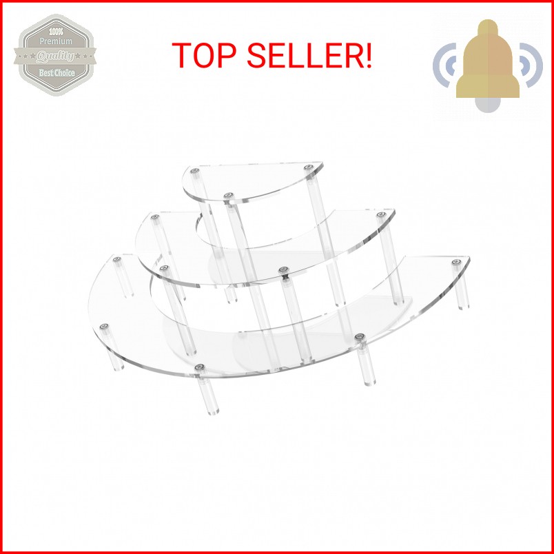Dooiclear 3 Tier Acrylic Display Risers, Half Moon Cupcake Stand, Clear Perfume