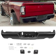 Gloss Black Rear Bumper for 09-18 Dodge Ram 1500 Dual Exhaust w/o Sensor Holes