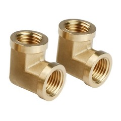 U.S. Solid 90 Degree Elbow Brass Fitting NPT 1/4″ Female x 1/4″ Female, 2pcs