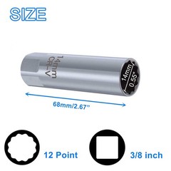 14mm 12 Point Spark Plug Removal Tool ，Thin Wall 3/8″ Spark Plug Socket Remova