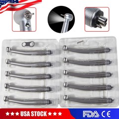 10 ASkeadnt NEW Dental High Speed HANDPIECES Fast Turbine Push Button 4-H