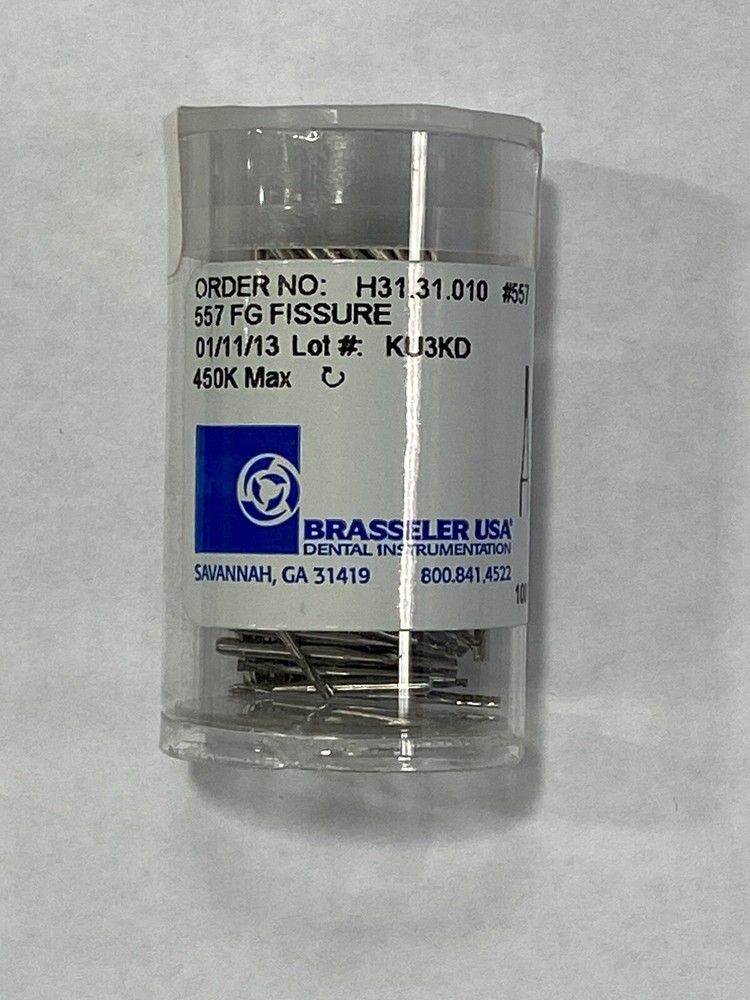 Brasseler USA 557 FG Fissure Carbide Burs H31.31.010, 100 Burs/pk, NEW