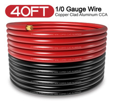Cable 1/0 CCA 40FT con terminales y tubo termorretráctil 3:1 para batería