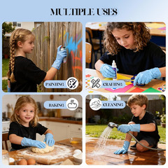 Kids Disposable Gloves for 3-8 Years, 5Mil Blue Nitrile Gloves with Latex-Free a