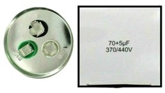 70+5 70/5 MFD uF 370V 440V VAC Motor Dual Run Capacitor CBB65-R 60x125mm