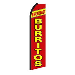 BREAKFAST BURRITOS Advertising Flutter Feather Sign Swooper Banner Flag Only