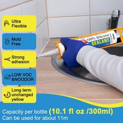 Silicone Caulk & Sealant Clear, 6 Pack – 100% Waterproof Silicone Sealant, Si…