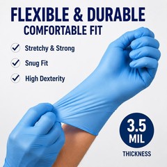 Blue Nitrile Gloves 3.5 Mil Powder Free Latex Free Exam Gloves 1000 Count