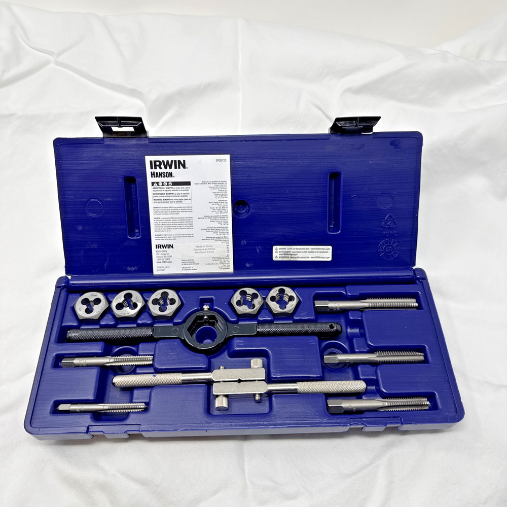 Irwin Hanson Tools #24612 12 Piece Tap & Die Set, Fractional Hex – Excellent