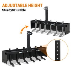 3 Point Hitch Powder Coated Steel 55″ Box Blade Scraper W/6 Shank For fit Cat 1
