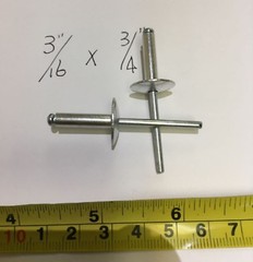 100 PCS LARGE FLANGE ALUMINUM POP RIVETS 3/16″ X 3/4″ BIG HEAD STEEL