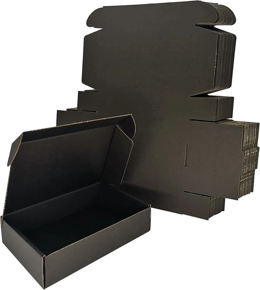 9x6x2” Small Shipping Boxes 25 Pack, Black Corrugated Cardboard Mailers for …
