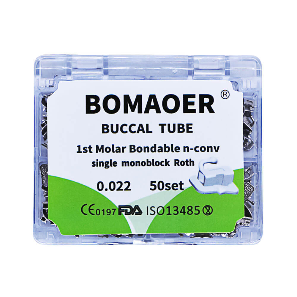 BOMAOER dental orthodontic 1st molar monoblock buccal tube red 0.022 50 sets