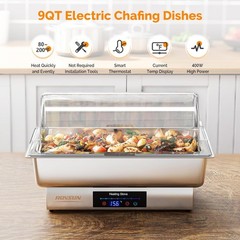 ROVSUN 9QT Electric Chafing Dishes for Buffet with Temperature Control Display