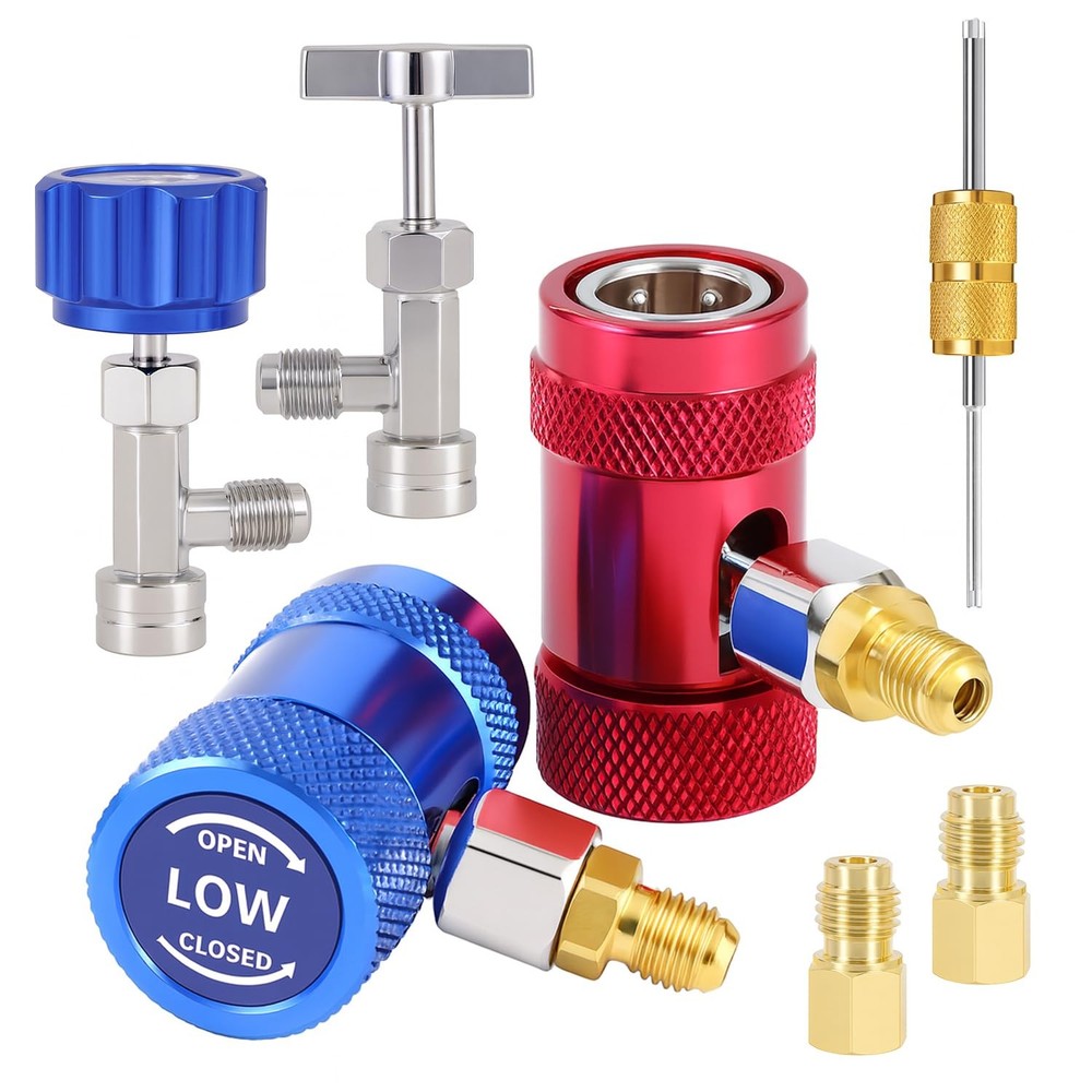 R1234yf Quick Coupler & Can Tap Kit for Car AC Repair SelfSealing Tools