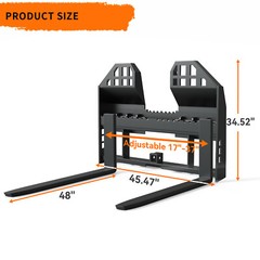 46″ Skid Steer Quick Attach Frame W/2″ Receiver Hitch & 48″ Blades 4000 LBS US