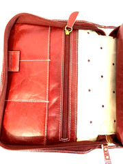 FRANKLIN COVEY Red Leather Zippered Compact Binder