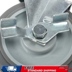 4 Pieces Load Capacity 1400 Pounds Heavy Duty Casters 5″ Side Brakes Rubber Gray