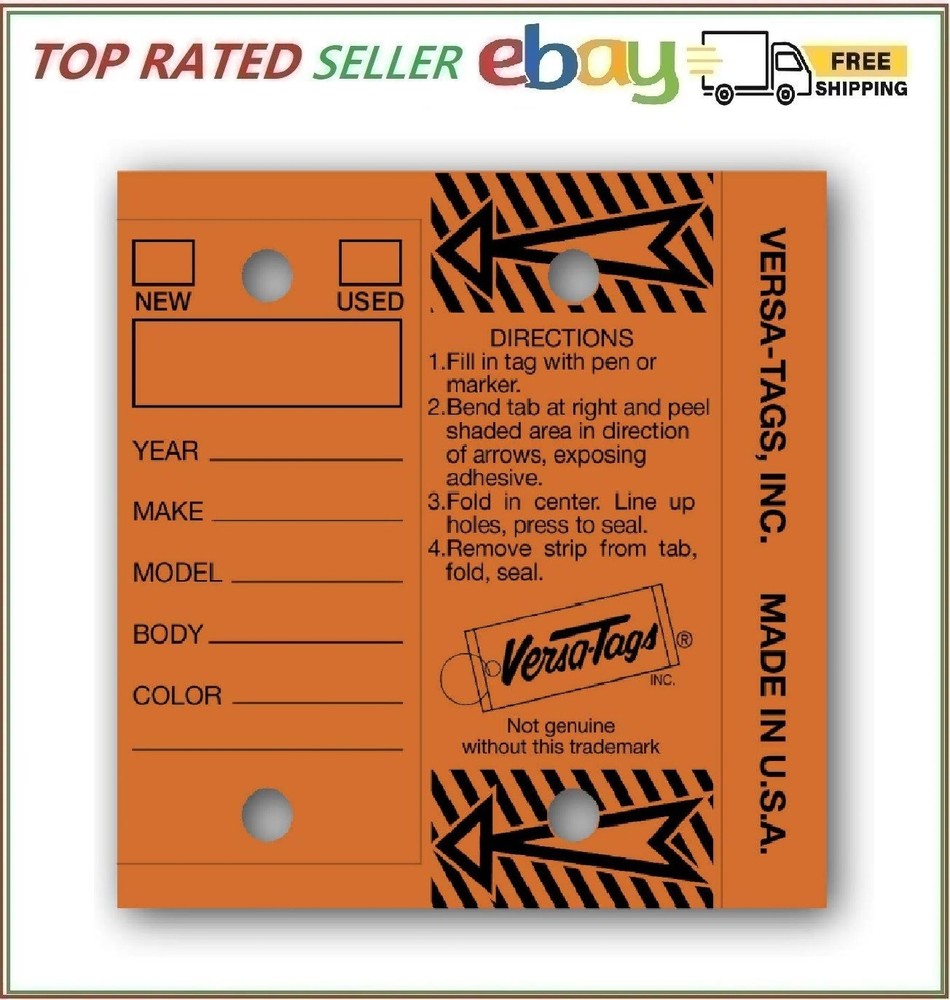 Versa-Tags Genuine Key Tags (Half-Pack) 125 Key Tags & Key Rings per Box (Ora…