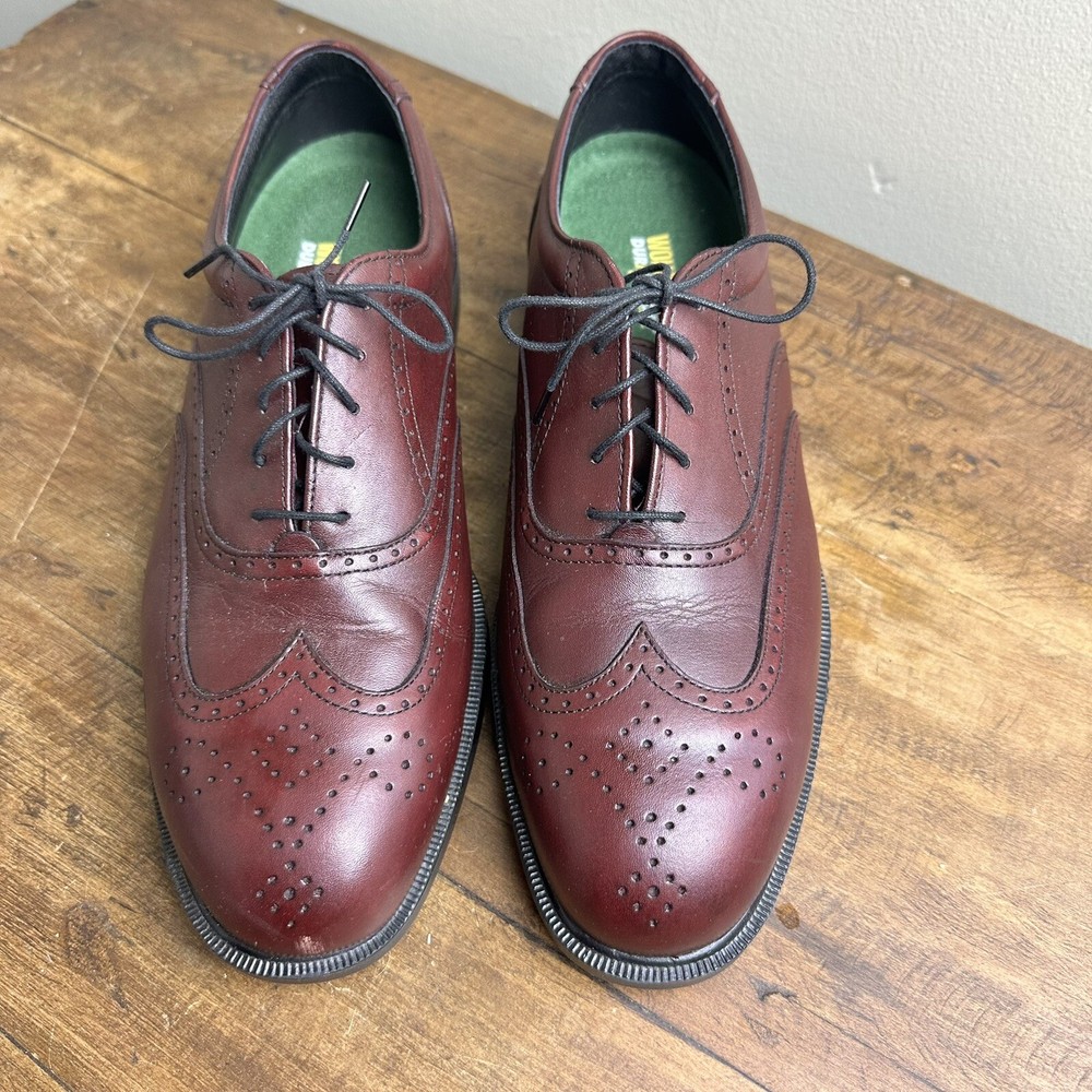 Wolverine Mens Steel Toe Oxford Wingtip Maroon Shoes Size 11