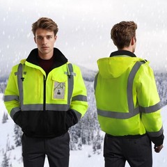 Multi-Use Reflective Construction Jacket – XL hi-vis Rain Gear for All Seasons