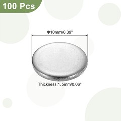 100Pcs Stainless Steel Disc, 3/8″ Dia 0.06″(1.5mm) Thick Round Circle Plate