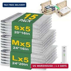 15PK Vacuum Storage Bags with Wireless Electric Pump Travel Space Saver Set!