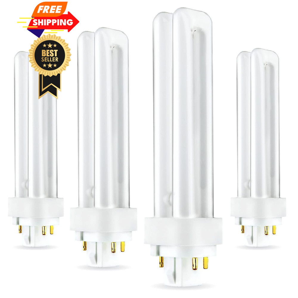 Circle (4 Pack PLC-18W 835, 4 Pin G24q-2, 18 Watt Double Tube 4 Pack, 5000k