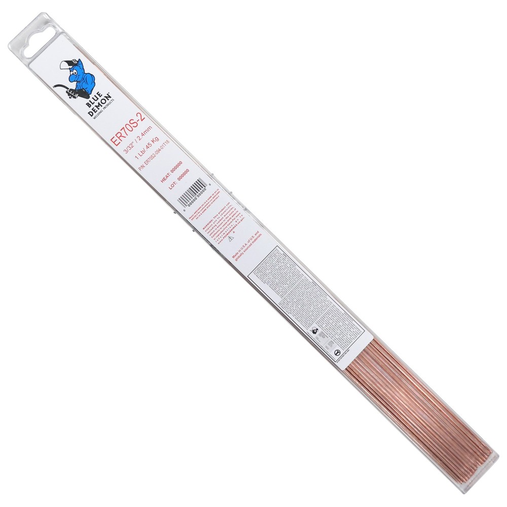 Blue Demon, 3/32in. X 18in. Carbon Steel Tig Rod, Diameter 3/32 in, Length 18