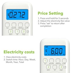 Plug In Watt Meter Power Energy Monitor Backlit LCD Voltage Amps kWh 9 Modes