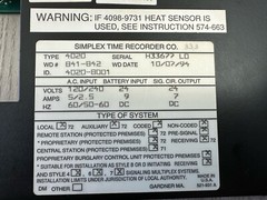 Simplex 4020-8001 Main Operator Panel FREE SHIPPING !!!