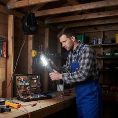 Aceland Portable Corded Led Work Light 30 Feet Retractable Cord Reel 1600