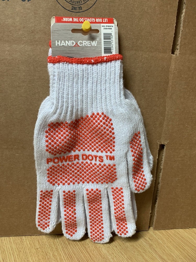 HandCrew Adult Unisex Poly/Cotton PVC Work Gloves, One Size Fits All (1-Pair)