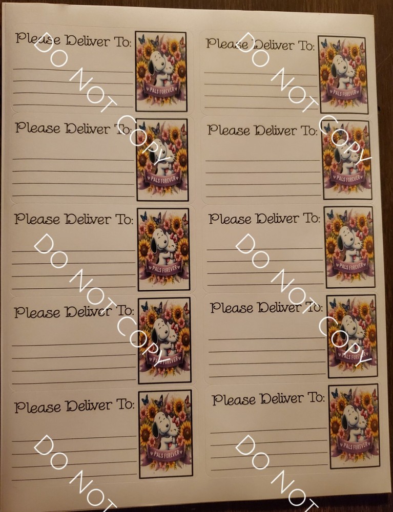 3 Sheets please deliver to address shipping labels (PDT) pen pal, mail
