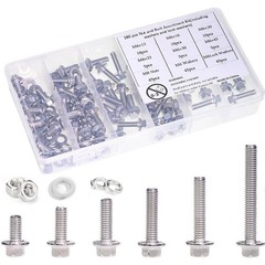 M6 Flange Hex Bolts Kit 180pcs Stainless Steel Assorted Lengths 12mm-45mm