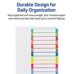 Avery Dividers for 3 Ring Binders, 12 Tabs per Set, One Size, Multicolor