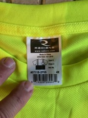 New Radians Size 4XL High Vis Yellow/Gray Black Mesh Short Sleeve Shirt NWT