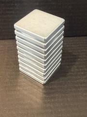 Neodymium Magnets 10 Pack Nickel Coated 1 Inch Square Silver 1”x 1”x 1/8” N42