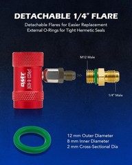 R1234yf Quick Couplers Set – Adapter Tool Kit with Self-Sealing Tap & Valve Core