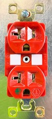15 ea HRED HOSPITAL GRADE 20A 125V RED DUPLEX RECEPTACLES w/ Chrome Cover Plates