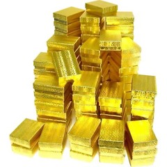 100 Jewelry Craft Gold Gift Boxes #32 Cotton Filled 3″
