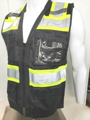 HIGH VISIBILITY Surveyor Three Tones Black Safety Vest Solid front mesh back