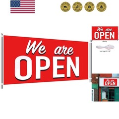 We Are Open Banner Polyester Oxford Cloth We Are Open Store Sign Outdoor Indo…