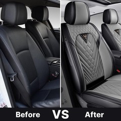 Leather Seat Covers Waterproof Breathable Buick Regal 2011-2017 Front Gary-Black